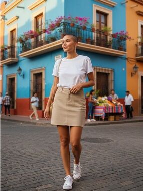 SO GSJC Tan Leather Straight Skirt 11 Juniors/Women’s 8 NWOT! Vintage 90s